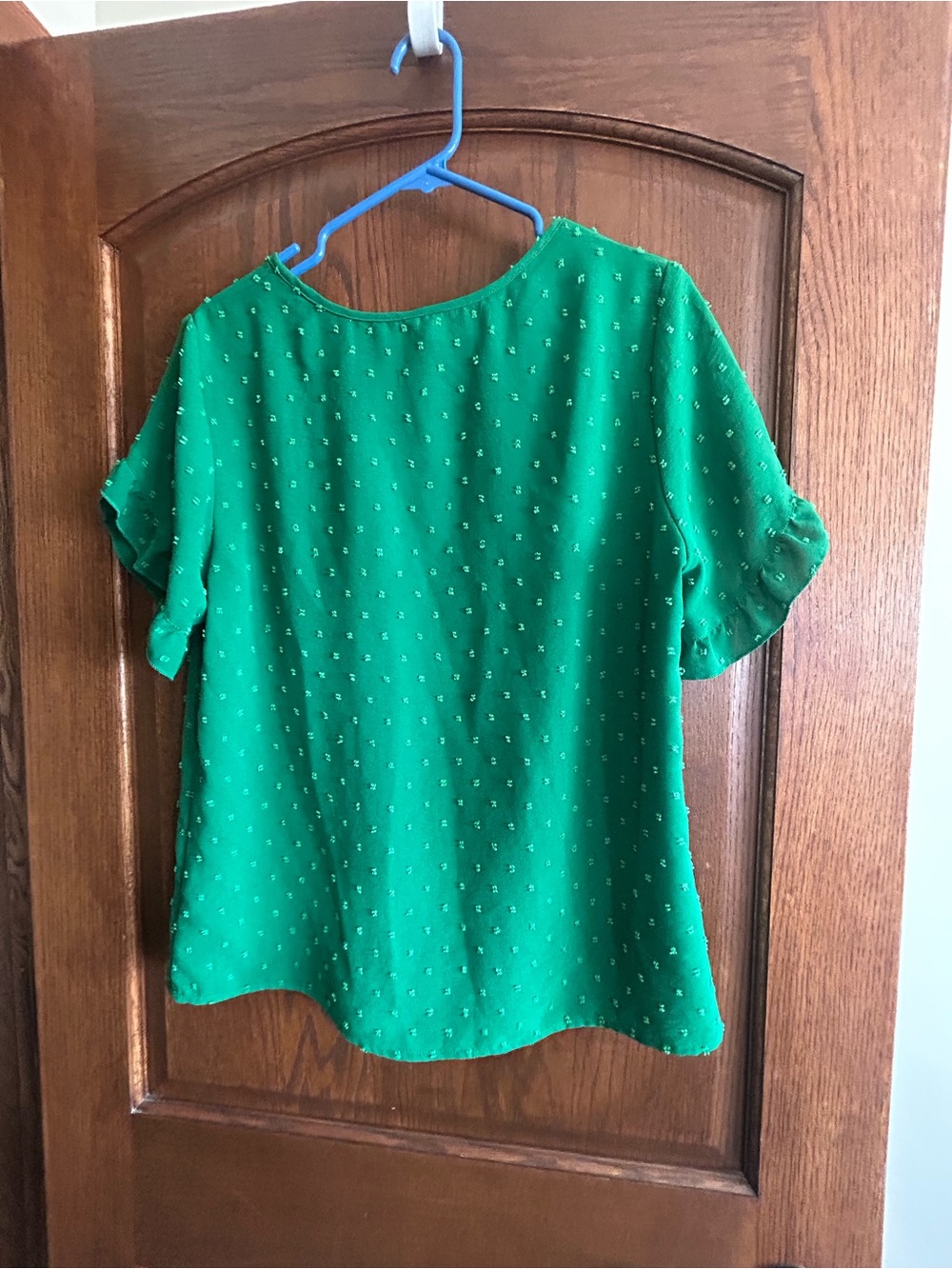 Green Ruffled Short Sleeve Top - Picture 2 of 4